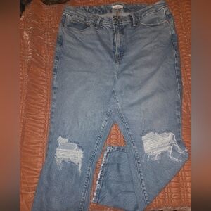 Good American Size 16 Good Legs Straight Light Blue Distressed